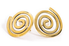 Spiral Brass Stud Earrings